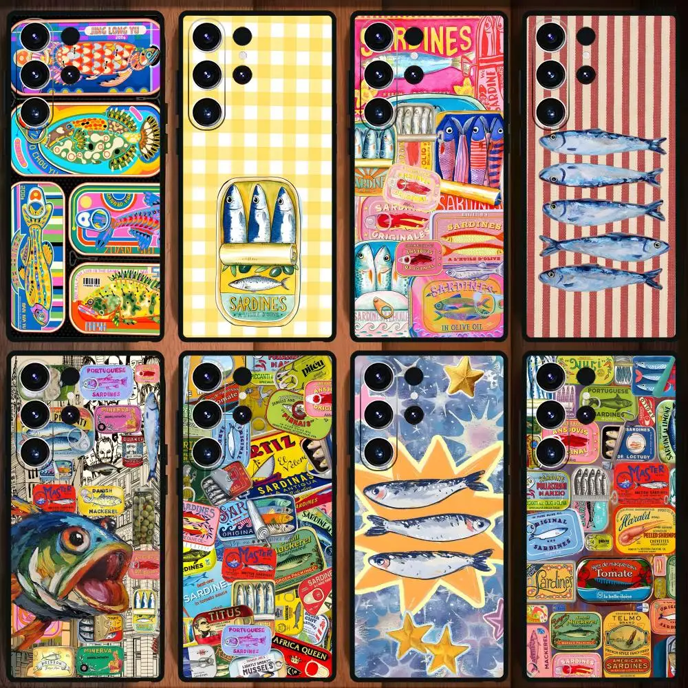 Чехол для телефона Sardines для Samsung Galaxy S25 S24 S23 S22 S21 S20 Plus Ultra Note20, мягкий черный