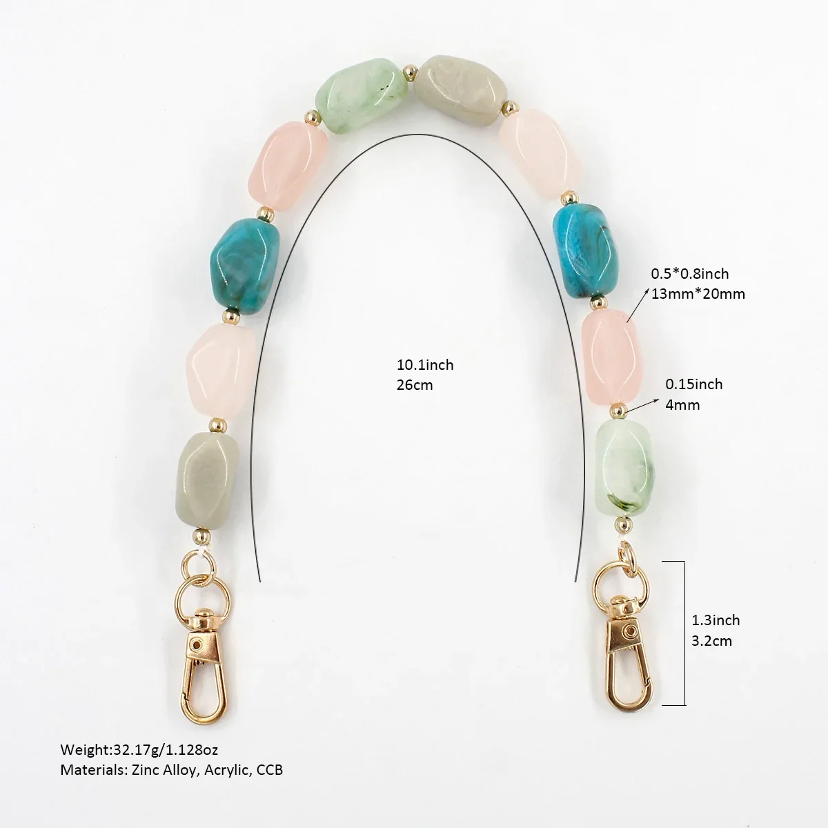 Women Colorful Acrylic Replaceable Detachable Bag Chain Strap Purse Handbag Bag Straps Shoulder Bag Diy Accessories Phone Chains