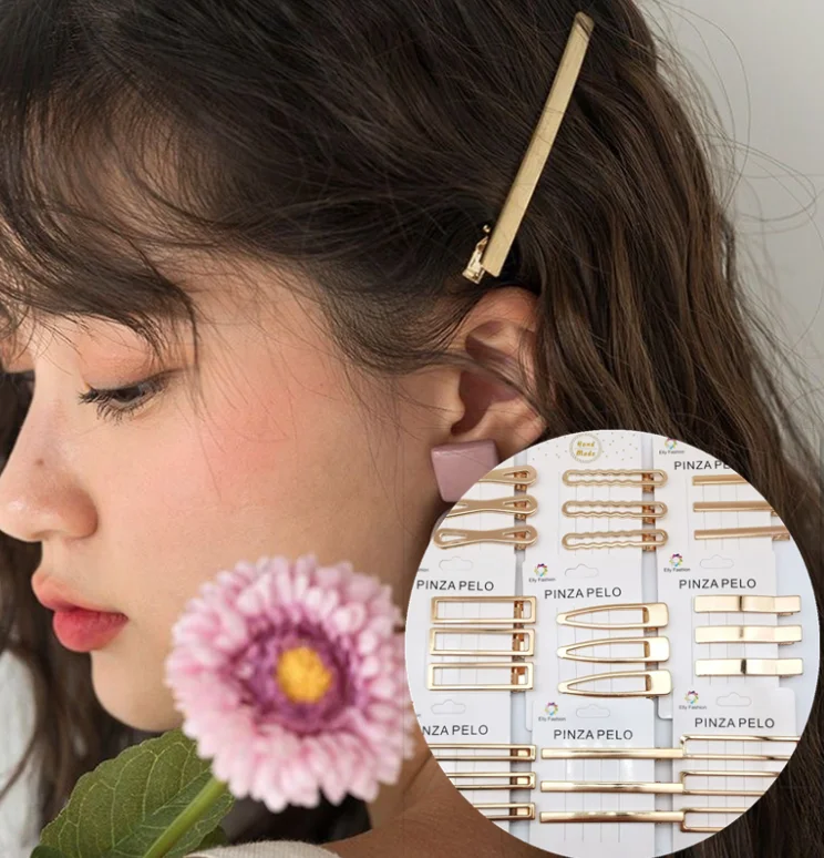 3pcs Korean Metal Hair Clip Hairpin for Women Hollow Out Bangs Side Clip Gold Color Hairgrip Broken Hair Accessories