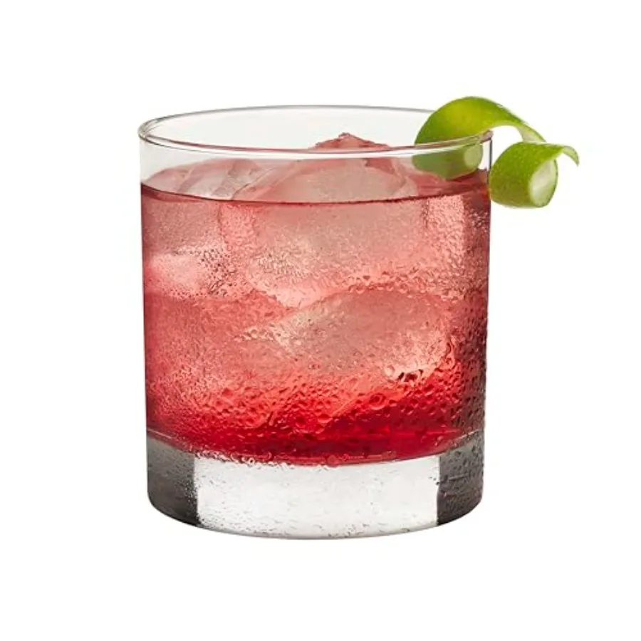 

917CD Glasses Set of 12, Rocks Glass Cups with Simple Lines, Elegant Old Fashioned Glass Set for Whiskey, Cocktails and More