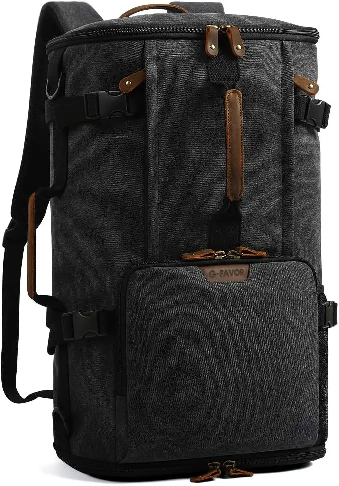 

40L Vintage Canvas Travel Backpack, Convertible Duffel Bag with Laptop Compartment for 17.3 Inch Devices