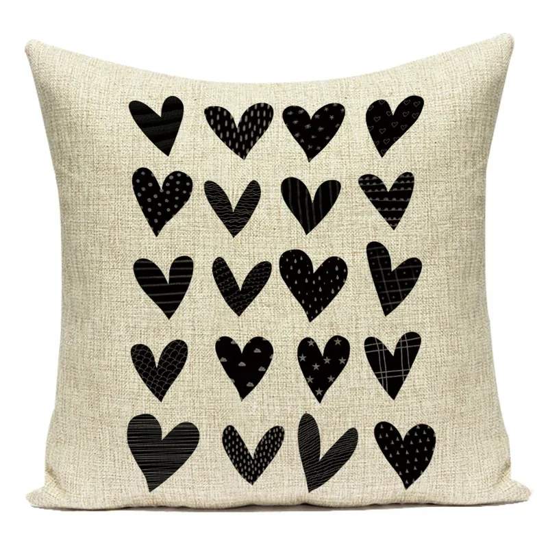 Throw Pillows Cover Case Black White Alphabet Letters Stripes Cushion Cover Throw Pillows Case for Chair Seat Cojines Home Decor