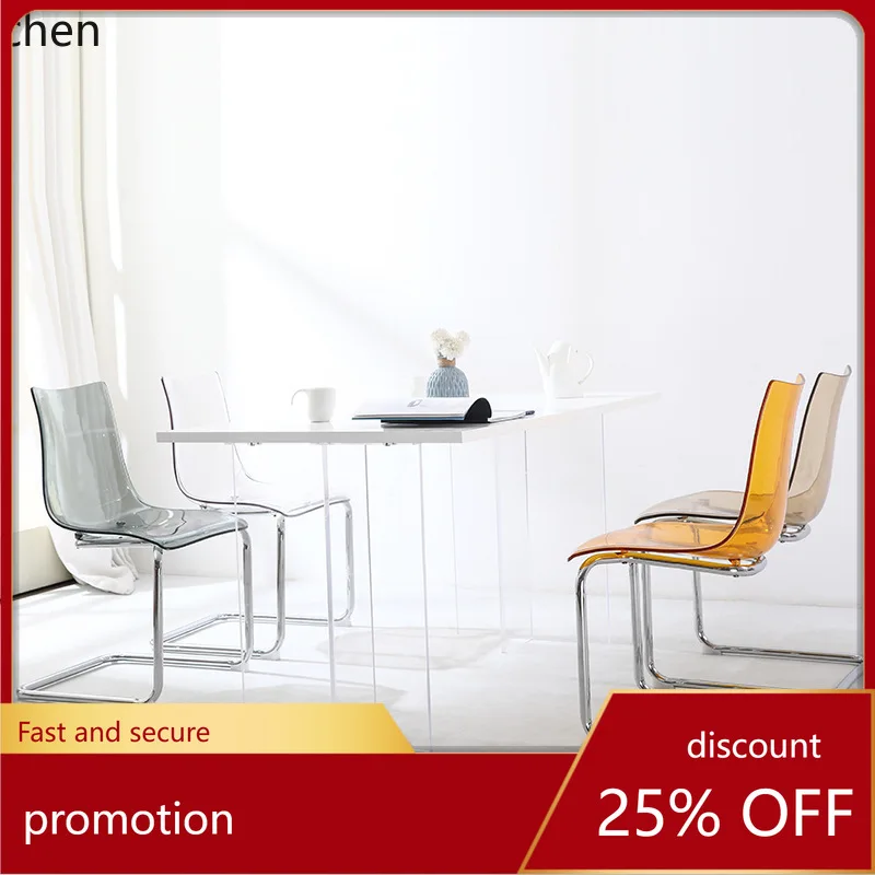 CZ Modern  Transparent Chair Designer Acrylic Dining Chair for Home, Internet-Famous Creative Backrest Dining Table Chair