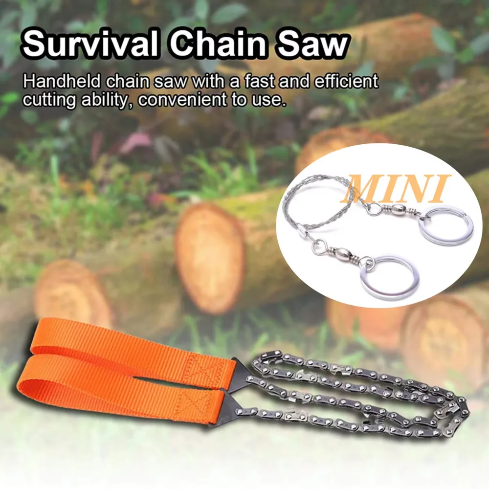 Pocket Portable Chainsaw Multifunctional Survival Chain Saw, Outdoor Emergency Handheld Chainsaws Cutting Hand Tools Chain Saws