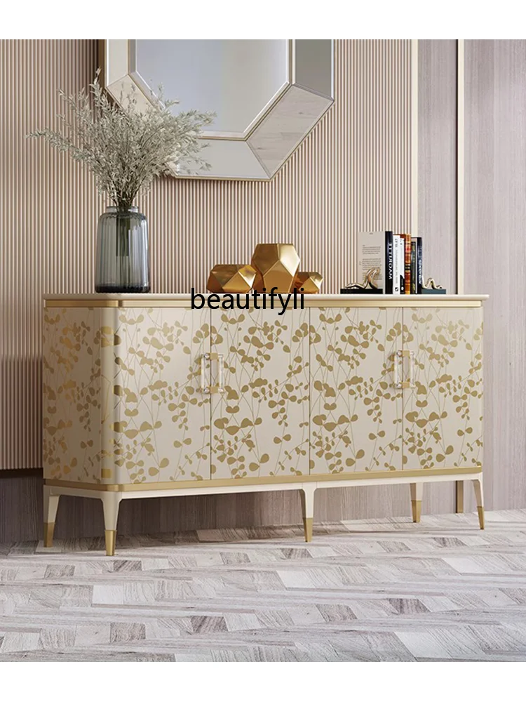 Affordable Luxury Style Sideboard Cabinet Solid Wood Storage Curio Cabinet Living Room Designer Model Household Entrance Cabinet