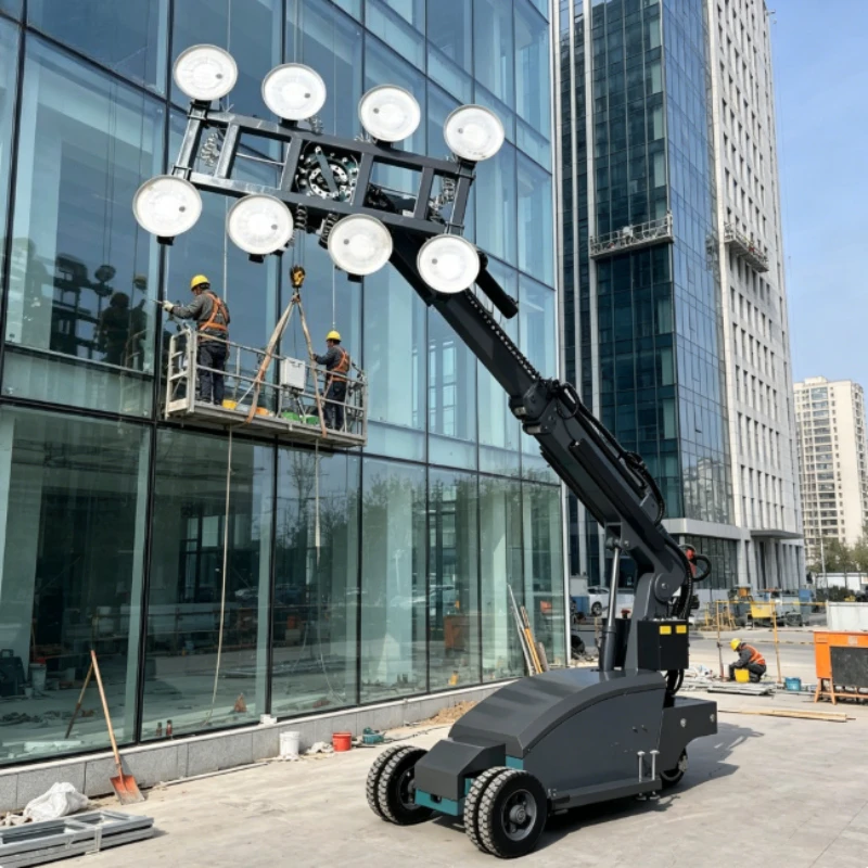 Full Electric 800kg Vacuum Glass Lifter Trolley with Remote Control 360 Rotation 4m Cantilever for Curtain Wall Installation
