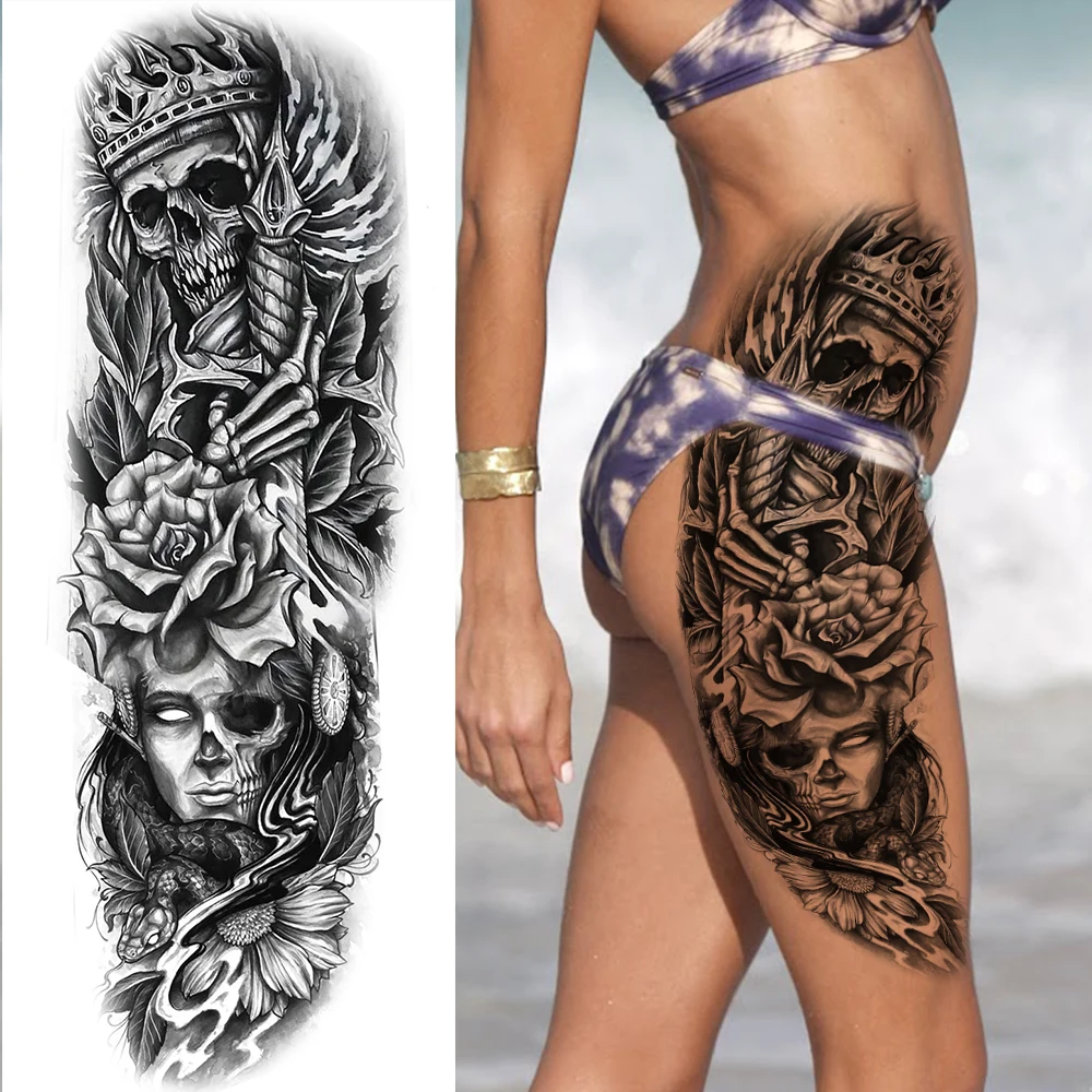 Realistic Halloween Pumpkin Head Temporary Tattoos Sleeve For Women Men Adult Dragon And Bat Fake Tattoo Paper Waterproof Tatoos