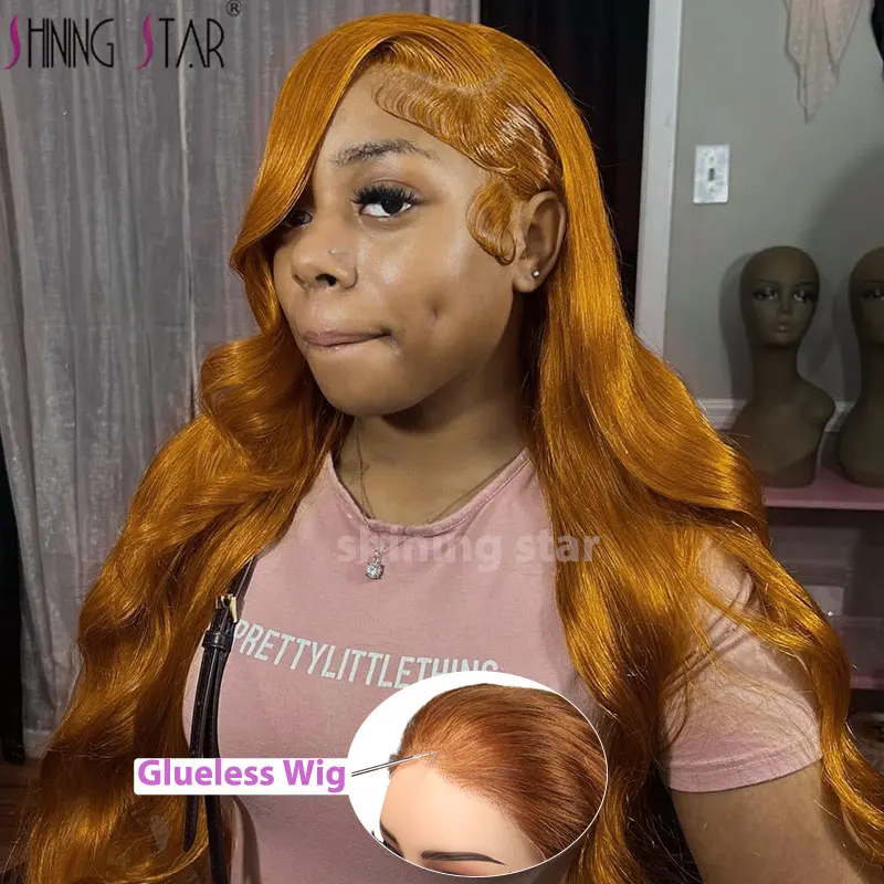 

34 Inch Ginger Blonde Body Wave Lace Frontal Wig Hd 9X6 Lace Front Wig Glueless Lace Wigs Brazilian Human Hair For Black Women