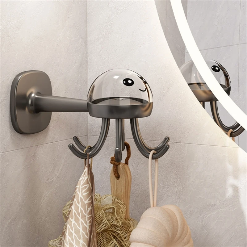 D0AD Kitchen Octopus Hangings Rack Rotating Multipurpose Shelf Shower Wall Hangings