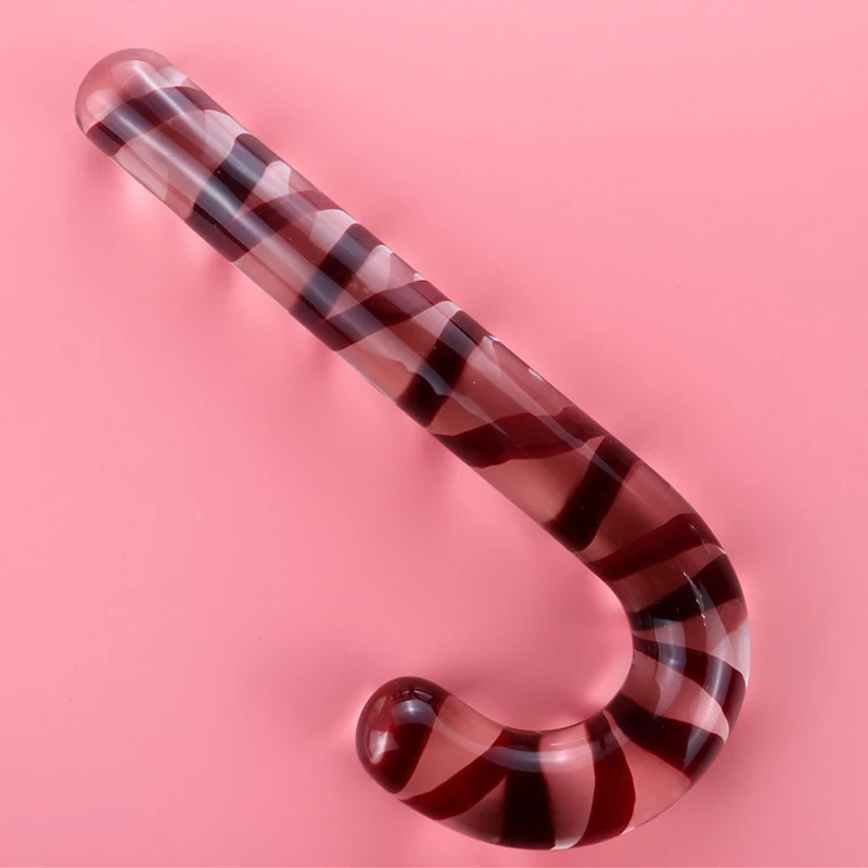 Crystal Large Glass Dildos Red Candy Cane Pleasure Wand Masturbator Realistic Dildo Penis G-spot Anal Butt Plug Adult Sex Toys