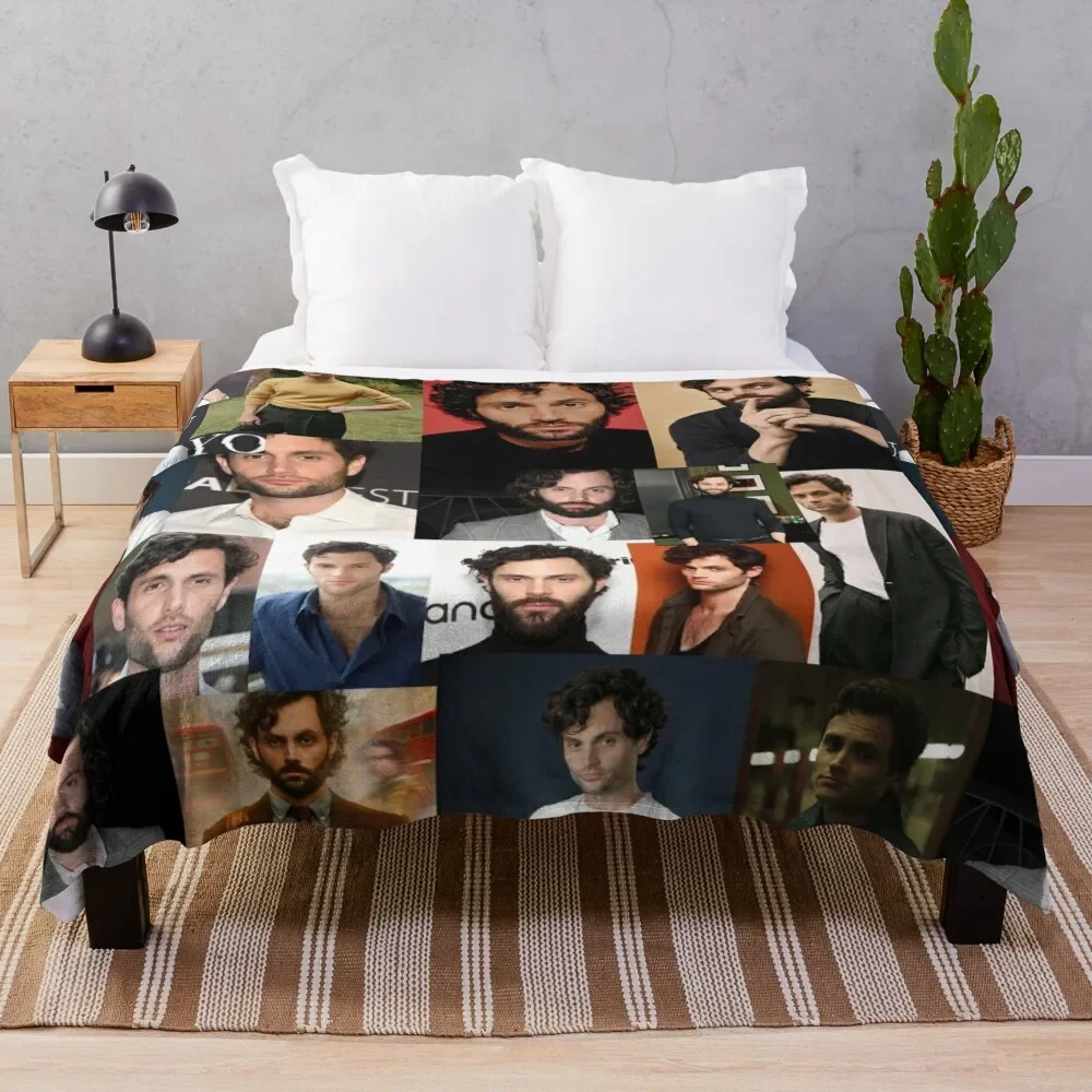 

Penn Badgley Joe Goldberg You Netflix Aesthetic Square Collage V2 - 8 Throw Blanket Plaid Hairys Heavy warm winter Blankets