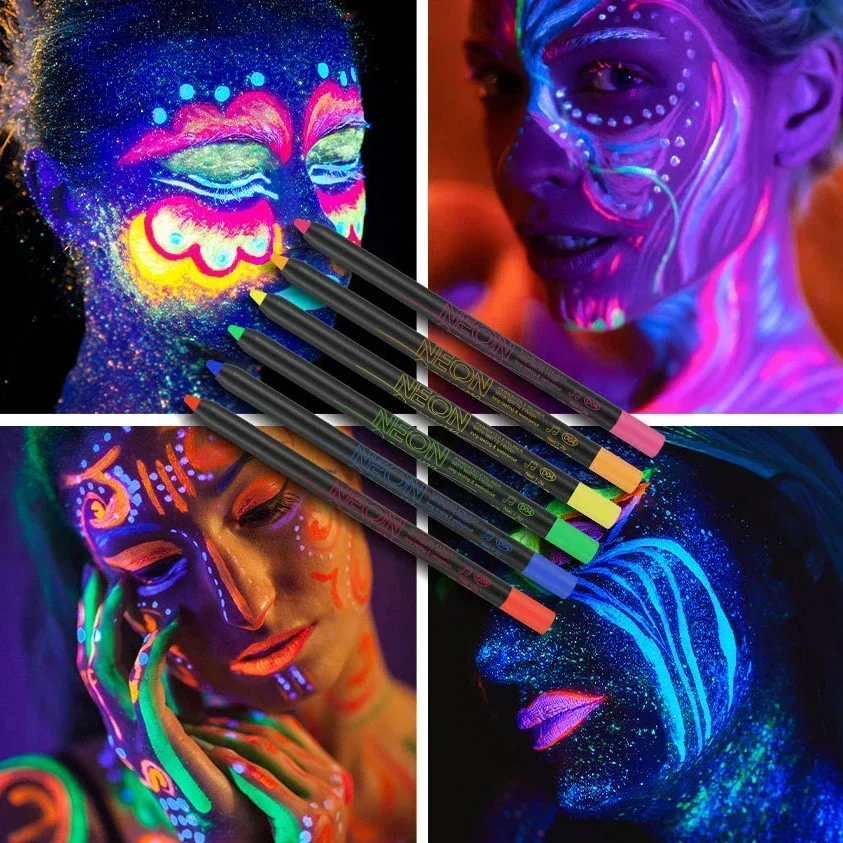 UV Light Neon Eyeliner Pen Eyes Makeup Red Waterproof Colorful Liner Gel Luminous Face Eyeshadow Painting Pencil Makeup Cosmetic