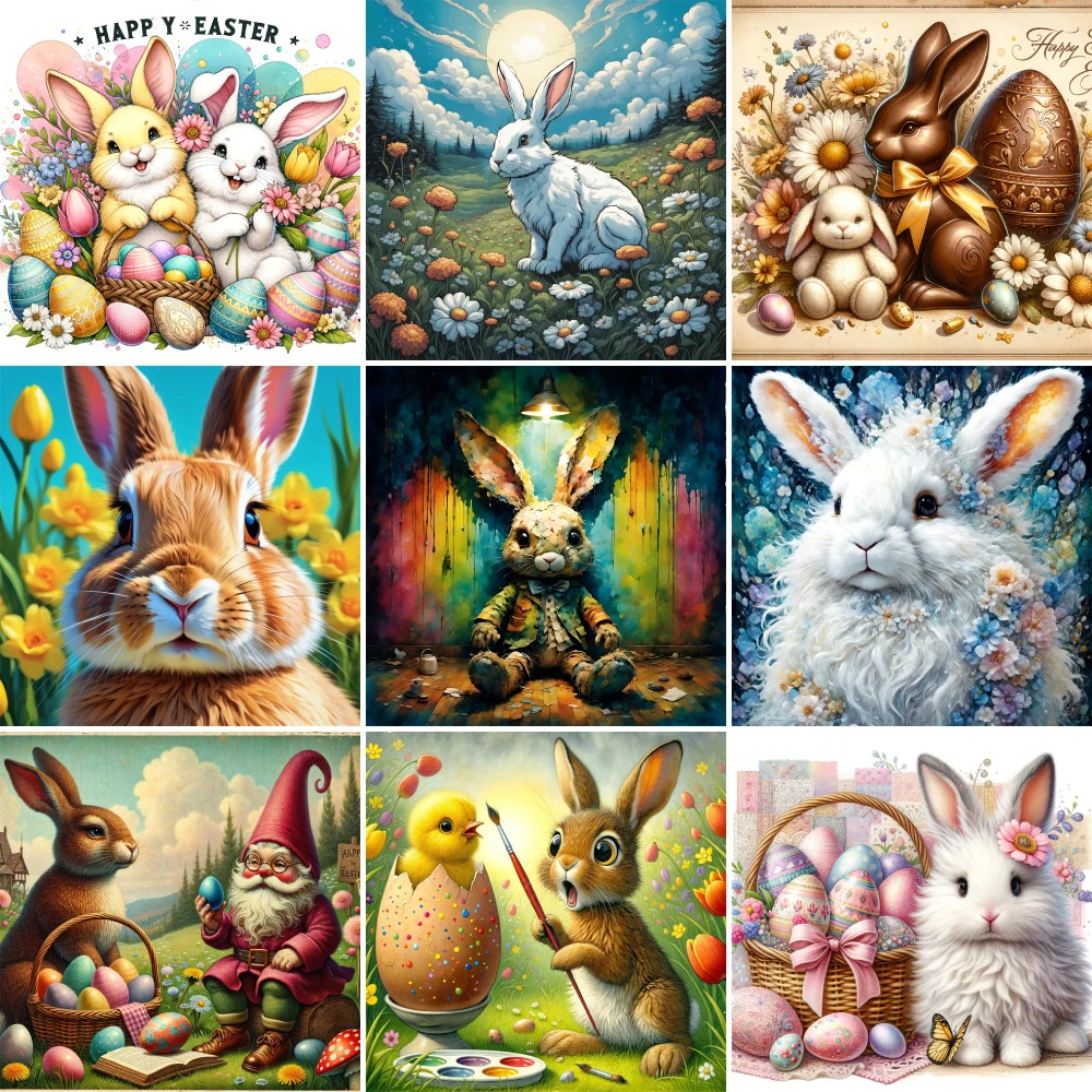 

Easter Egg Rabbit Printed Cross Stitch DIY Embroidery Full Kit Painting Handicraft Needlework Sewing Package Different Wholesale
