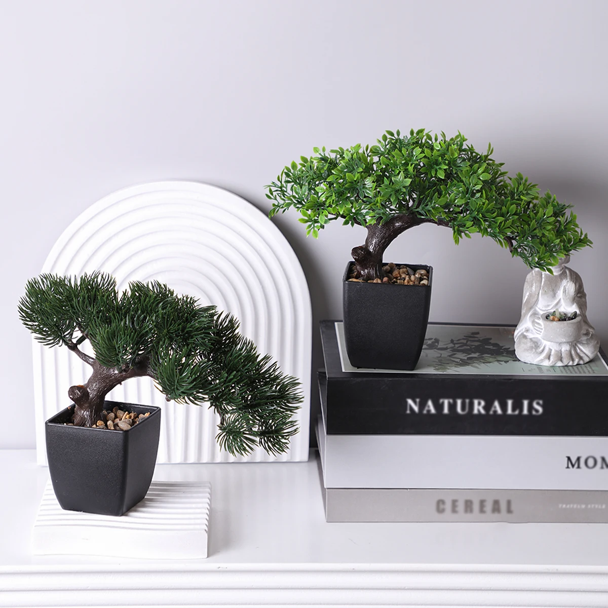 XIYA شجرة إبرة صنوبر صناعية ، زخارف شجرة بونساي صغيرة ، مادة PP & PE ، بونساي زن ، ديكور حديقة #4