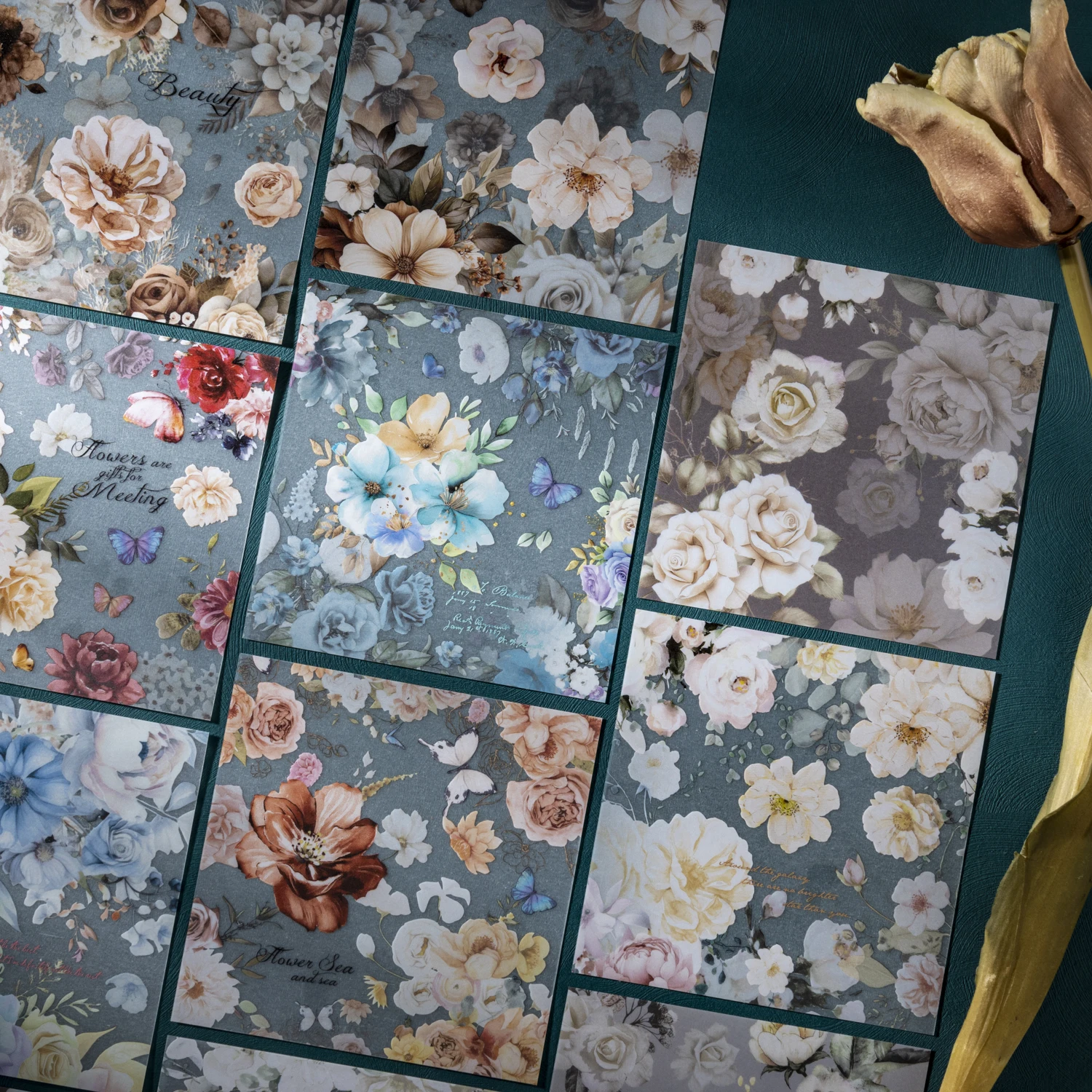 Autocollants décoratifs de la série Night Blooms In Full Splendor, 10 pièces, thème fleur de nuit, collage, autocollants décoratifs, pour Journal DIY, Scarpbook, agenda