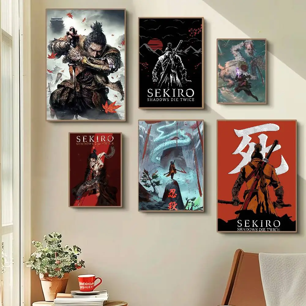 Game Sekiro Anime Posters Sticky Decoracion Painting Wall Art White Kraft Paper Wall Decor