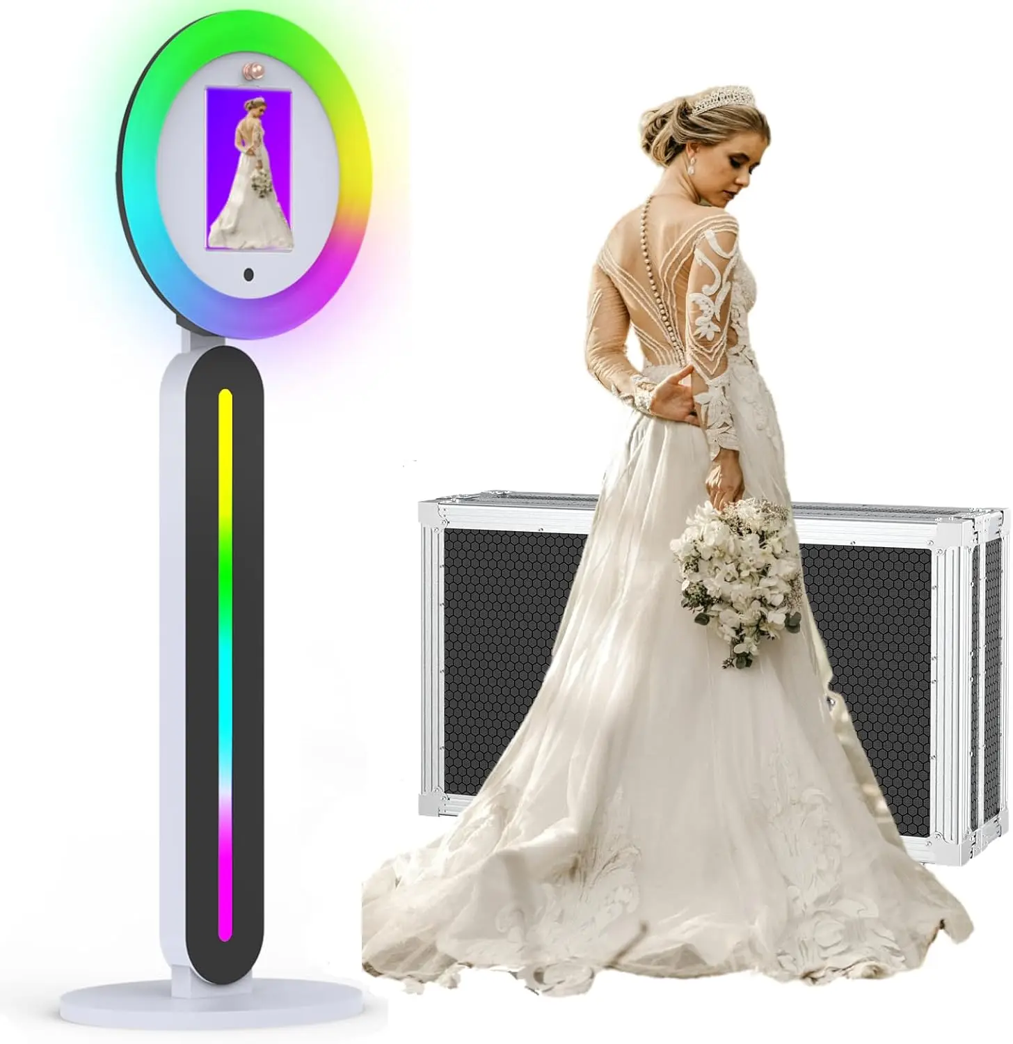 

Portable Photo Booth Compatible with Any Ipad, PhotoBooth Machine with Free Cyratok Software VIP Member, RGB Ring Light