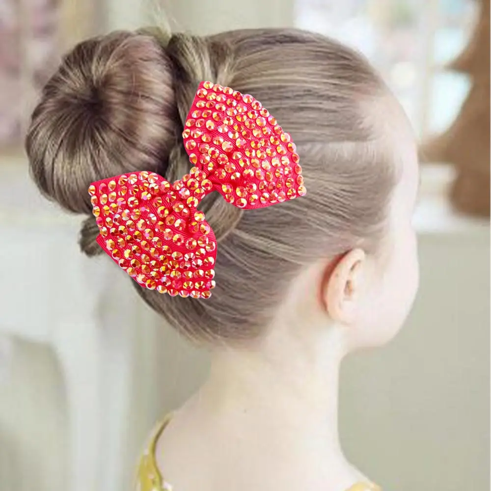 CN White Pearl Hair Bows Rhinestone Center Bows Hairpins For Girls Hair Accessories Kids Boutique Layers Bling Hair Clips