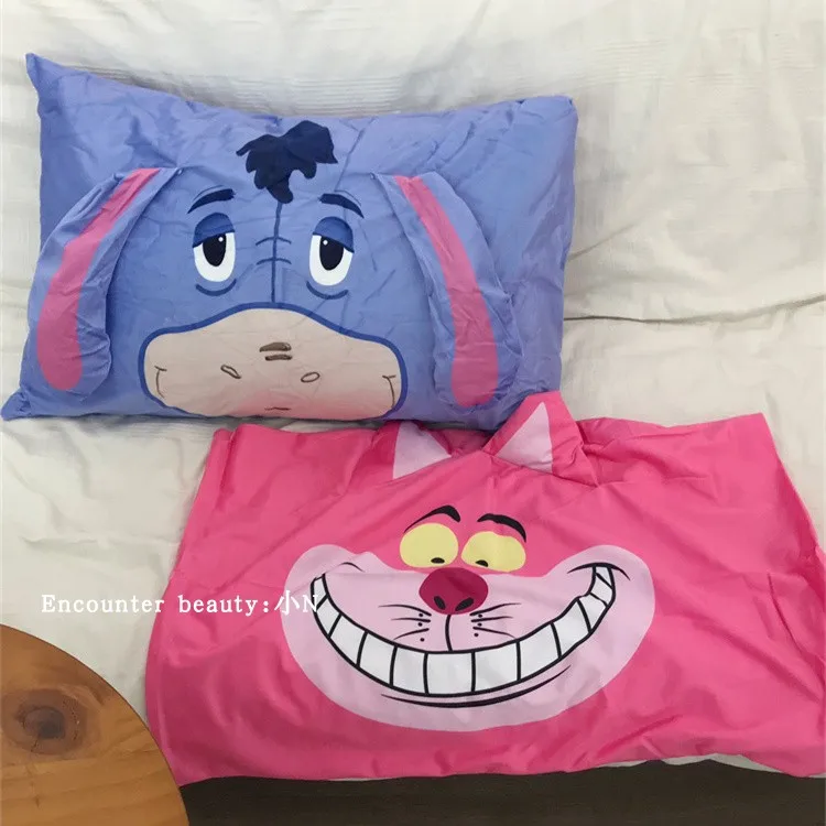 Disney Eeyore Pillowcase Lovely Cheshire Cat Lucifer Cat Pillow Cover Cute Anime Grey Cat Pillowcase Bed Home Decor Gifts Girl