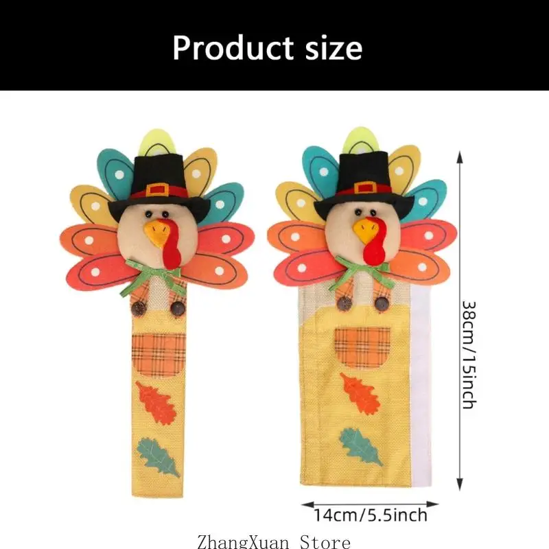 Truthahn-Kühlschrankgriffabdeckungen für Herbst-Küchen-Thanksgiving-Akzent 3XUF – Detail 6
