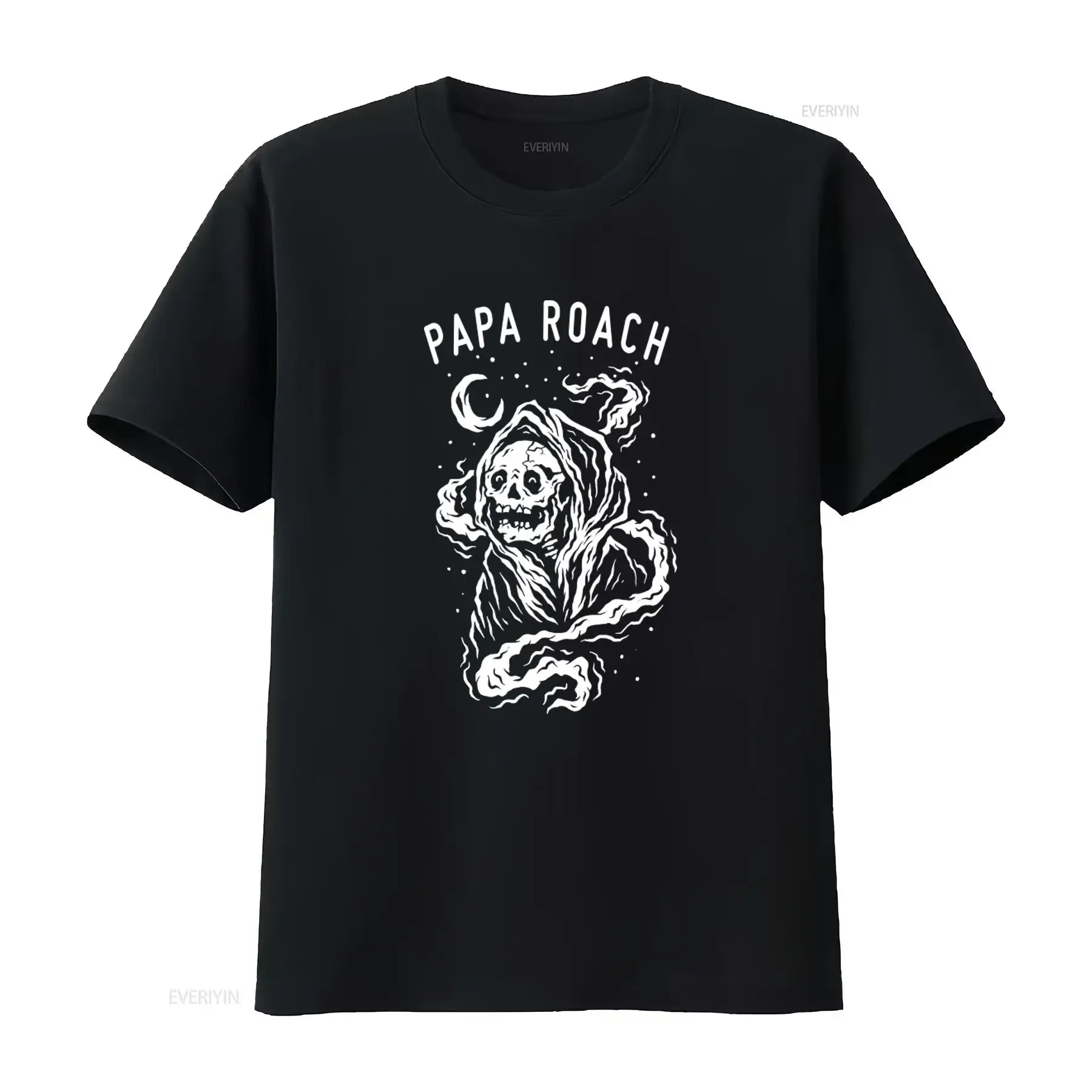 Papa Roach Skull Ghost Print T Shirt for  vintage Washed Versatile Stretched Unisex Comfortable homme fashion