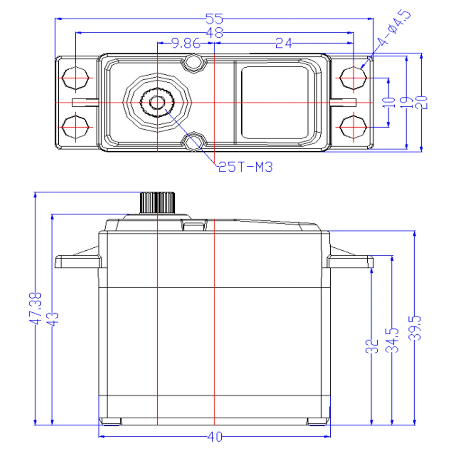 Feetech FT6335M 7,4 V 35kg.cm Servo Digital Servo codificado magnético de 360 grados con brazo de Metal 25T para Robot RC coche oruga avión