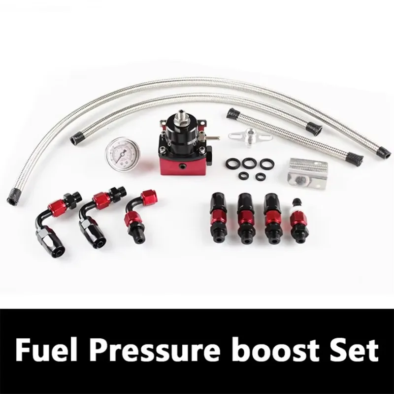 Black Red Car Fuel Pressure Regulator 160 PSI Set Adjustable Kit Auto Car Modified Racing Parts