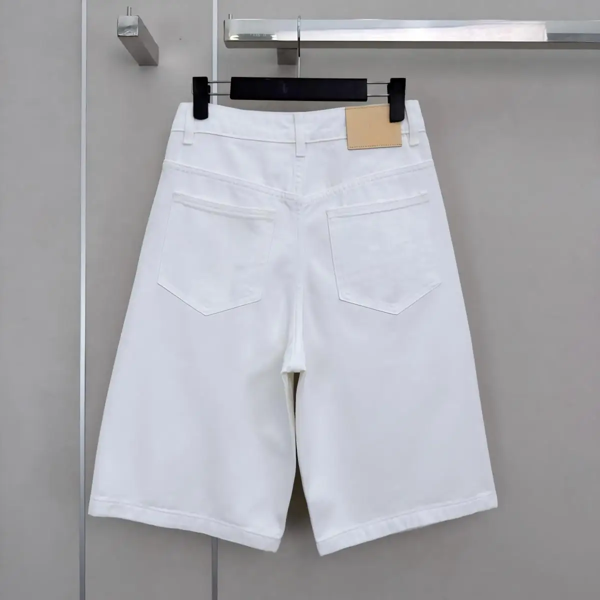 2026 high-quality women's white high waisted denim five quarter pants, women's loose straight leg wide leg--hb725