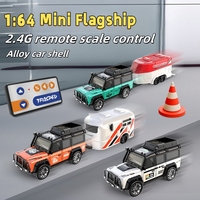 1:64 High Precision Mini Alloy Remote Control Car Toys 2.4G Lights Adjustable Speed With Trailer Simulation Model Children Gift