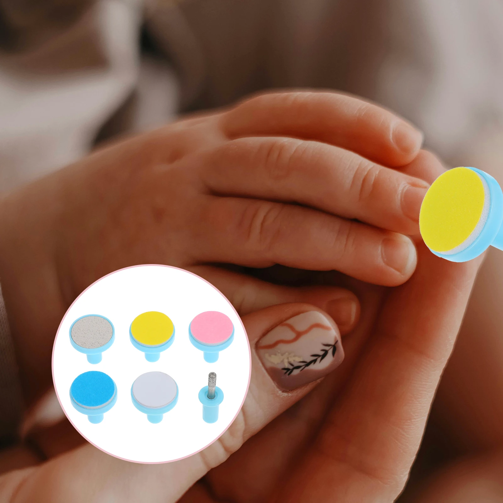 

6pcs Baby Trimmer Replacement Pads Grinding Heads For Electric Nail File Clipper Kit Green Soft Portable Infant Toddler Kids