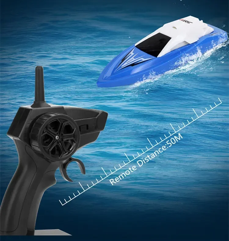 [Funny] 2.4GHz Remote control High speed speedboat Racing toy RC boat Rowing model kids child gift