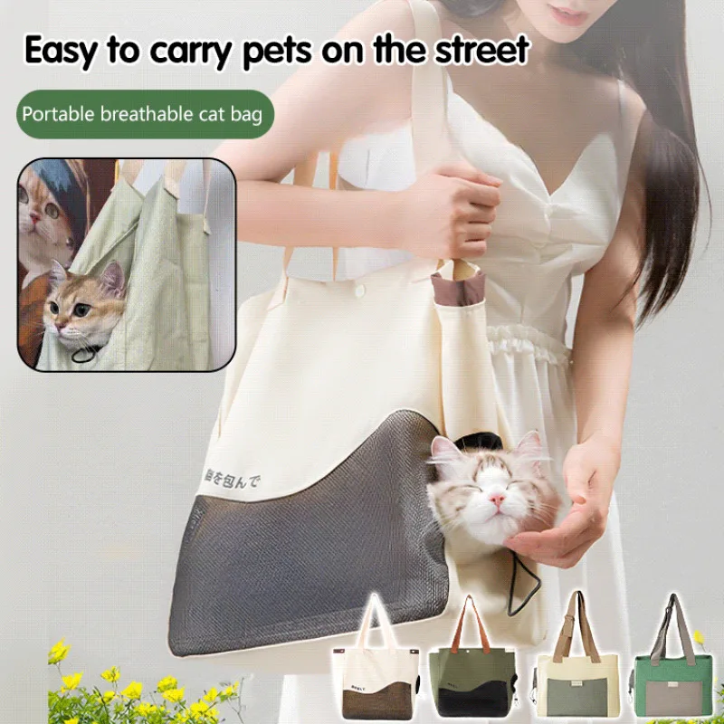 Portable cat bag for small dogs with breathable shoulder pet bag breathable cat bag canvas bag