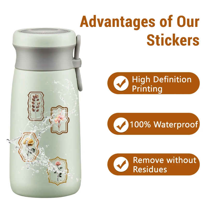 50 قطعة من ملصقات النباتات الشفافة خمر PET شفافة الشارات الزخرفية DIY بها بنفسك سكرابوكينغ الحرف ألبوم دفتر الهاتف #6