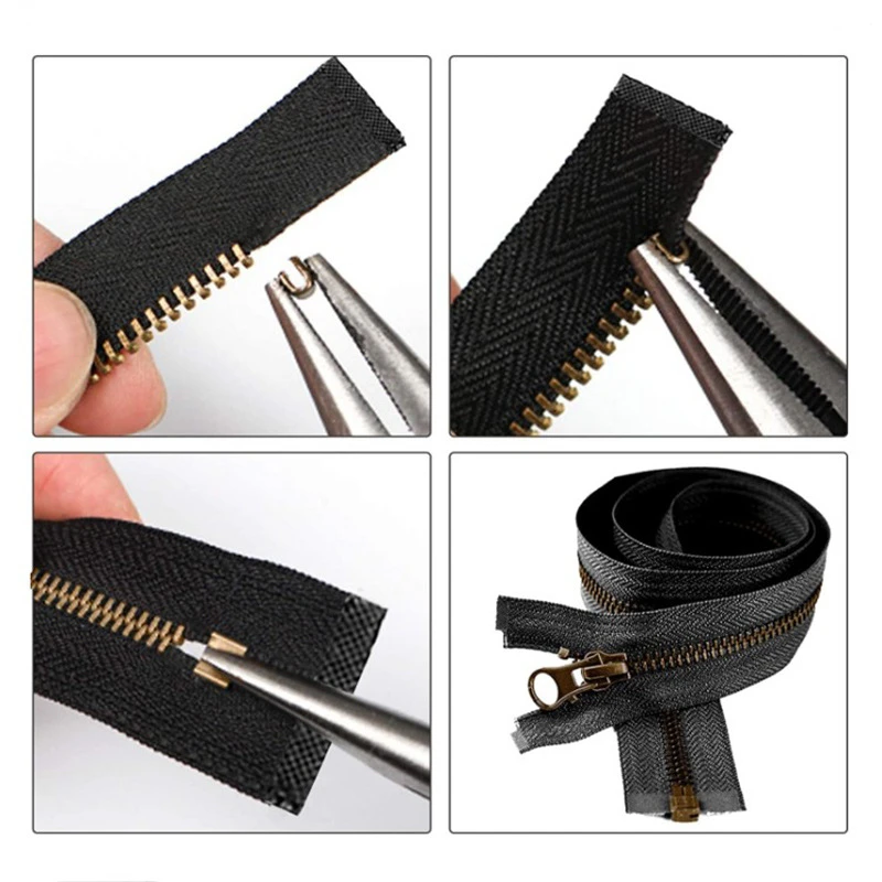 Metal Zipper Repair Kit Zipper Head Sliders Retainer Insertion Pin Zipper Top Stop Accessories Plug for Sewing Bag Coat