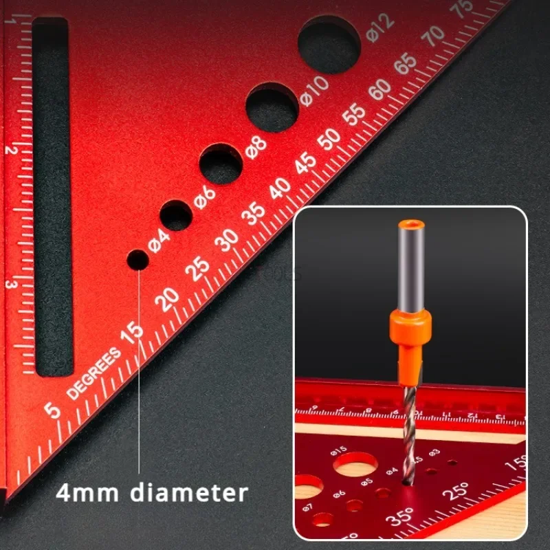 Woodworking Triangle Ruler 45°/90° Metric Angle Ruler Aluminum Industrial Grade Metal Drill Bit Gauge Precision Measuring Ruler