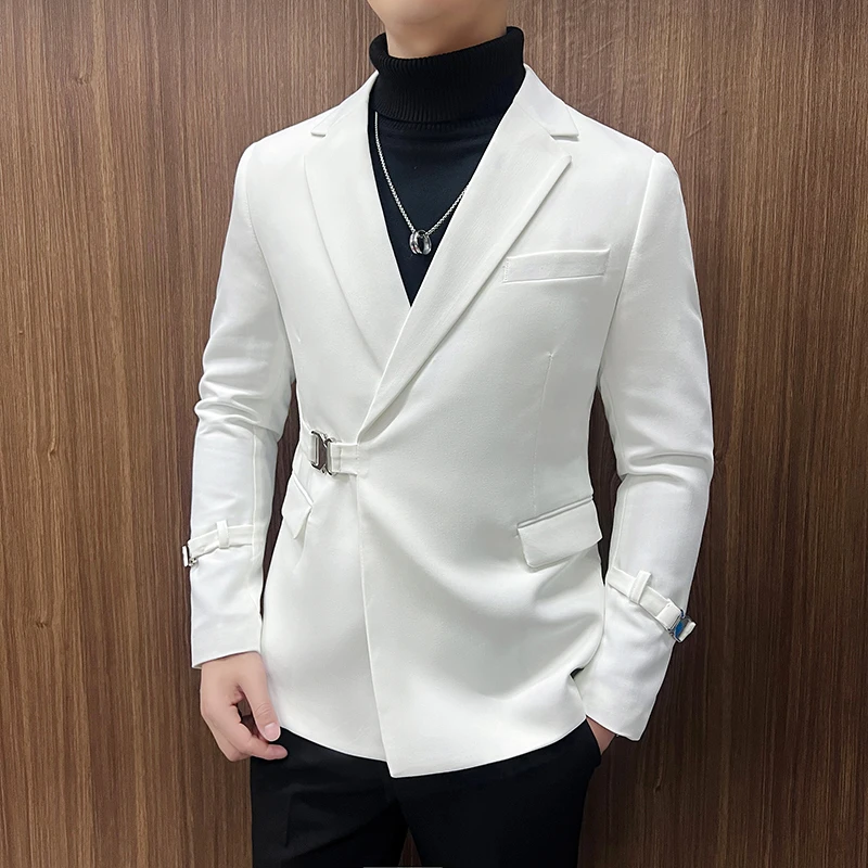 Fashion New Men Casual Suit Coat Boutique Business Personalized Solid Color Slim Fit Suit Coat Blazers Jacket Dress Big Size 3XL