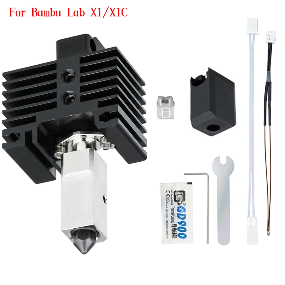 Upgrades V2 Hotend Kit voor Bambu Lab P1P X1 P1S X1C Hot End Thermistor Bimetaal Throat Bambulab Gehard Staal Nozzle Printkop