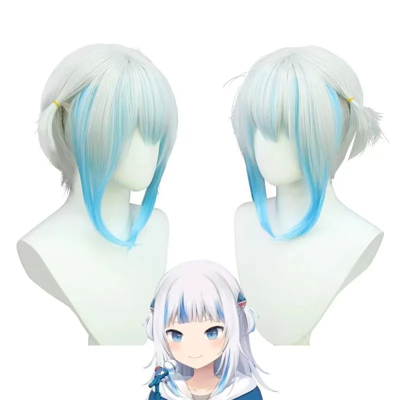 Hololive Gawr Gura Cosplay Heat Resistant Wigs Vtuber Gawr Gura Wig Event Party Supplies Women Show Stage Performance Halloween