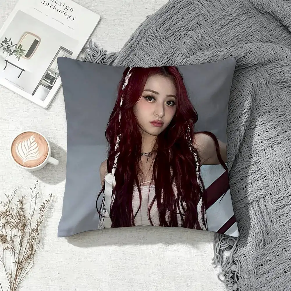 H-HUH Yunjin Kpop Idol  Double-Sided Printed Cushion Cover Bedroom Bedside Sofa Pillow Case
