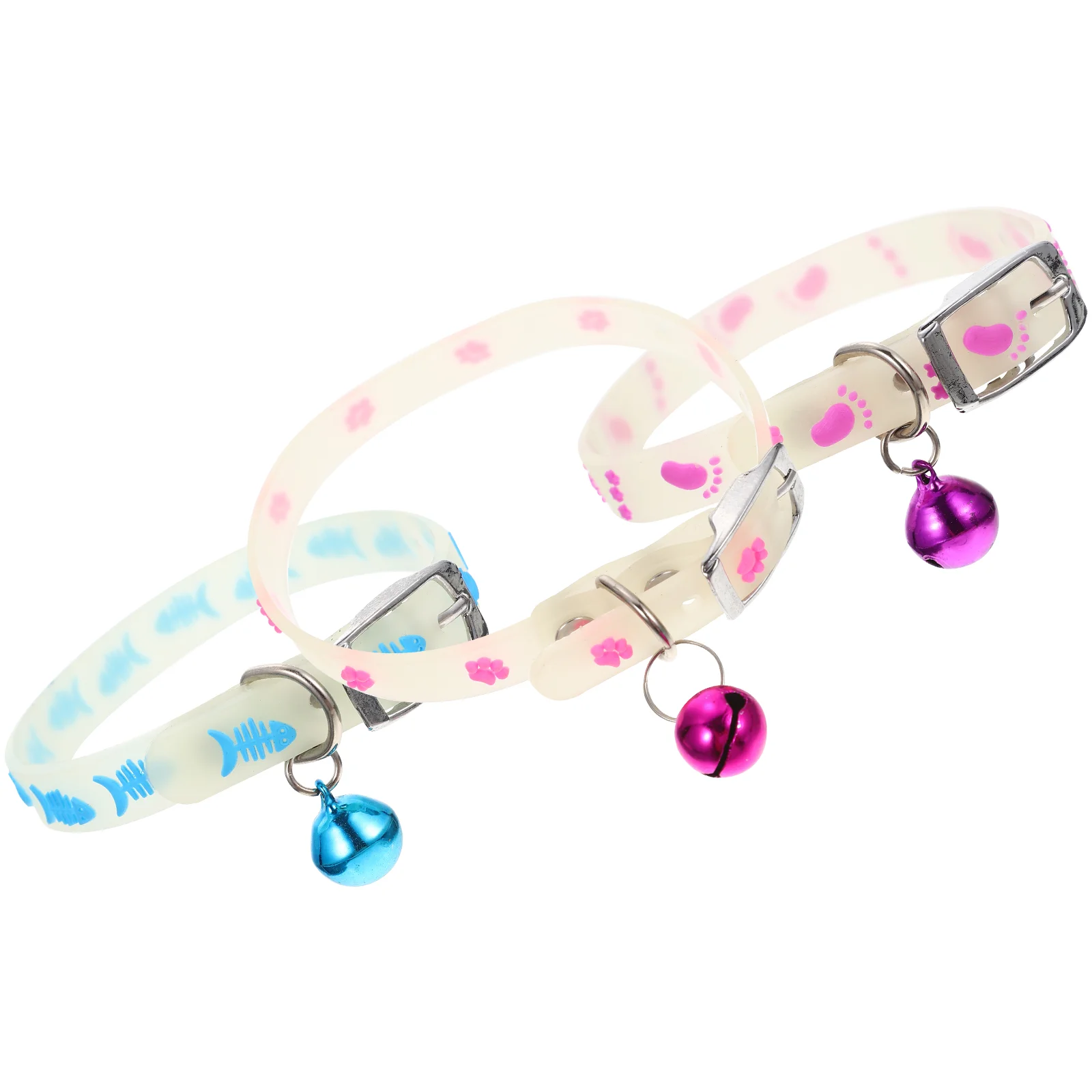 

3 Pcs Fluorescent Pet Collar Kitten Night Puppy Charge Decoration Silica Gel with Bell