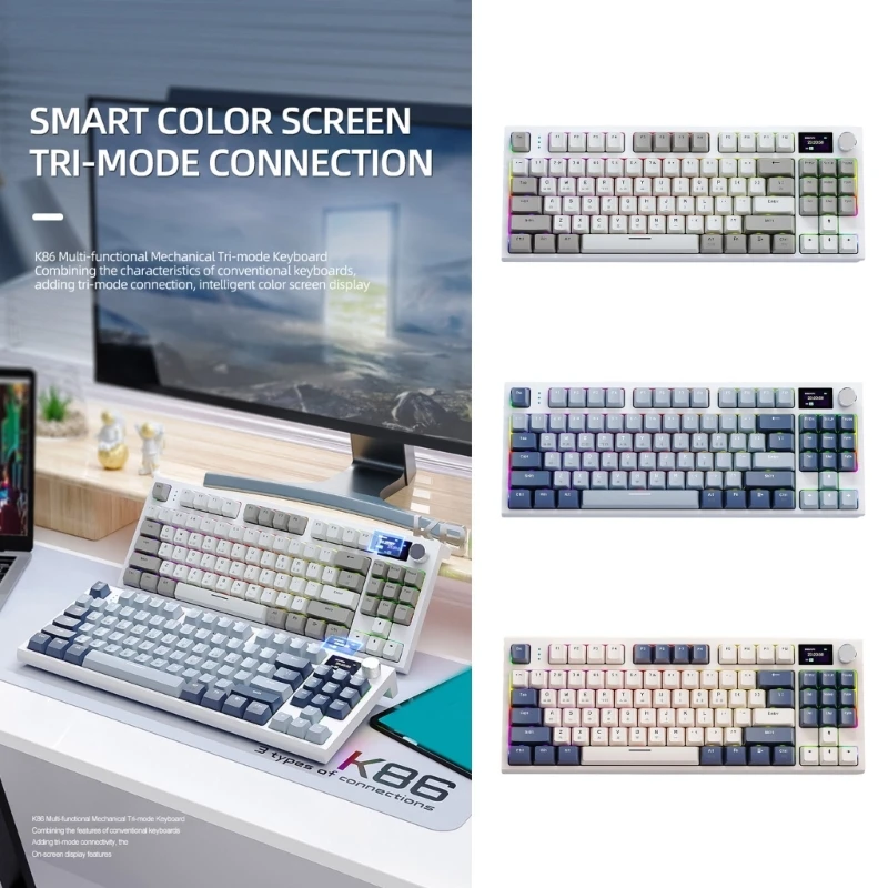 K86 3 Modes / TypeC Mechanical Keyboard Bluetoothcompatible Wireless RGB Customized Hot Swap Korean Gaming Keypad DropShipping