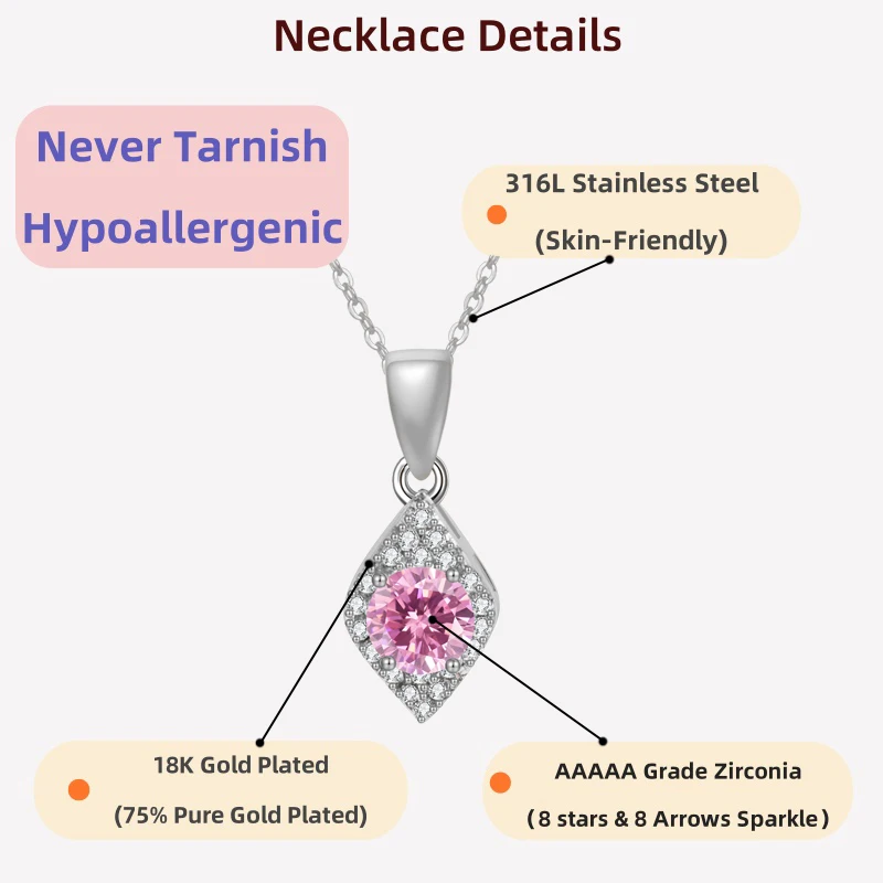 Weihnachtsgeschenk für, 0,5 Karat Zirkonia-Halskette für Frauen, Schmuck für Frauen, hypoallergene Halskette, hochwertiger Schmuck
