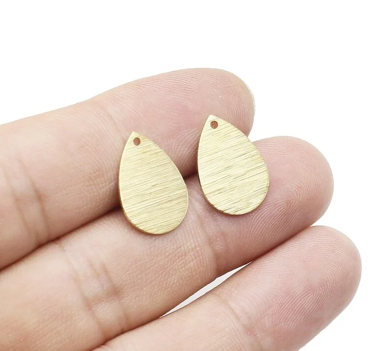 20pcs Textured Teardrop Charm, Brass Drop Charm, Blank Stamping Tags, Earrings Making, 17x12mm, Jewelry Supplies R2836