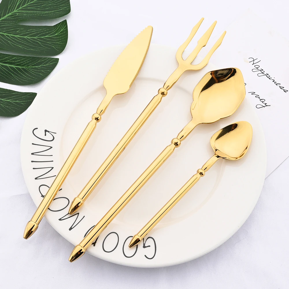 Black 304 Stainless Steel Mirror Dinneware Cutlery Set Aquaman Trident Fork Western Steak Knife Spoon Flatware Set Tableware Set