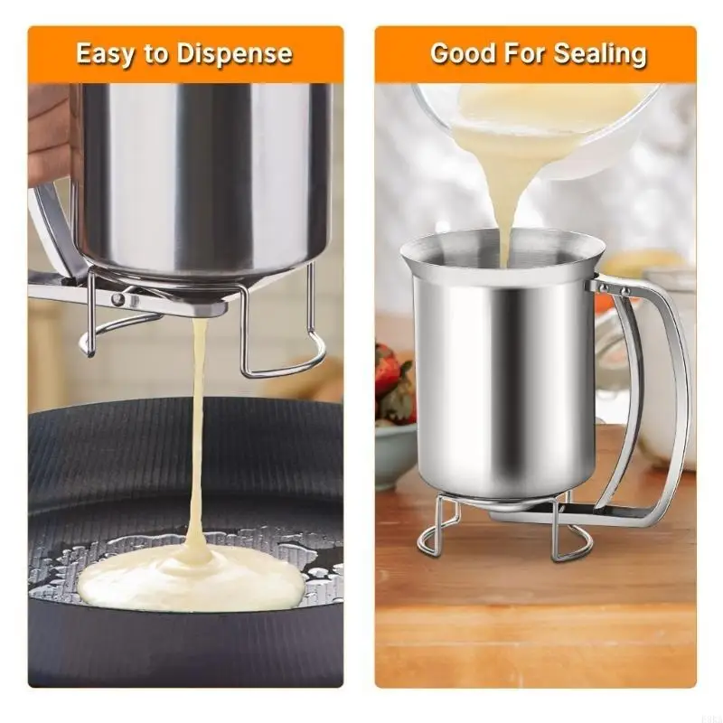   Batter Dispenser Stainless Steel Batter Funnel Pancakes and Waffles Making Tool