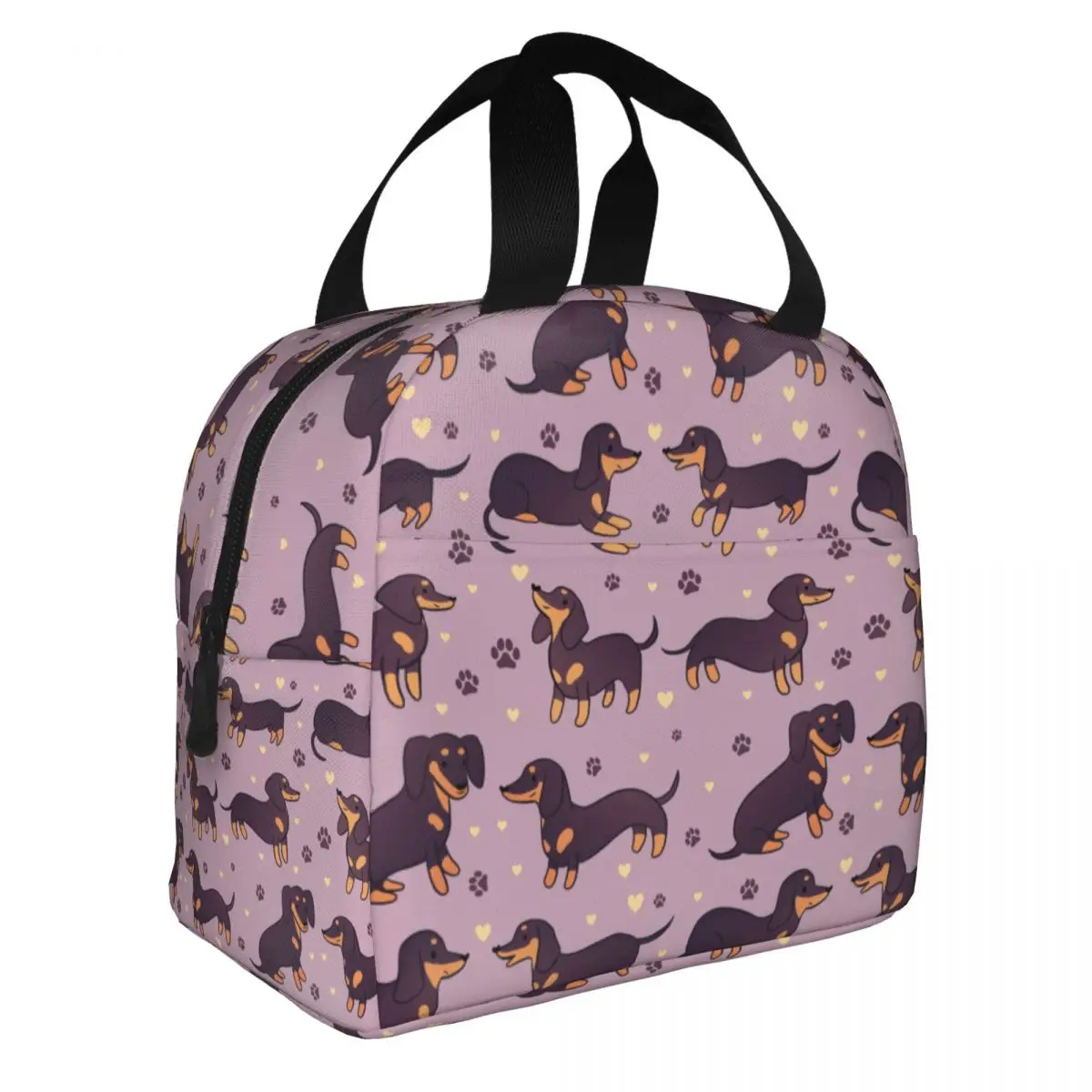 Custom Cartoon Dachshund Dog Pattern Lunch Bag Men Women Thermal Cooler Insulated Lunch Boxes for Kids School Children