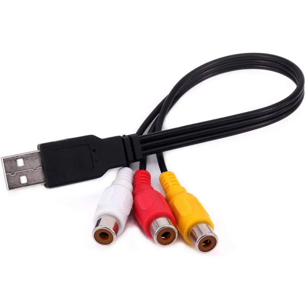 بطاقة التقاط الصوت والفيديو AV مركب محول كابل الحبل للكمبيوتر ، ماك ، AV ، HDD كابل USB إلى 3RCA ، USB A 2.0 ذكر إلى 3 RCA أنثى
