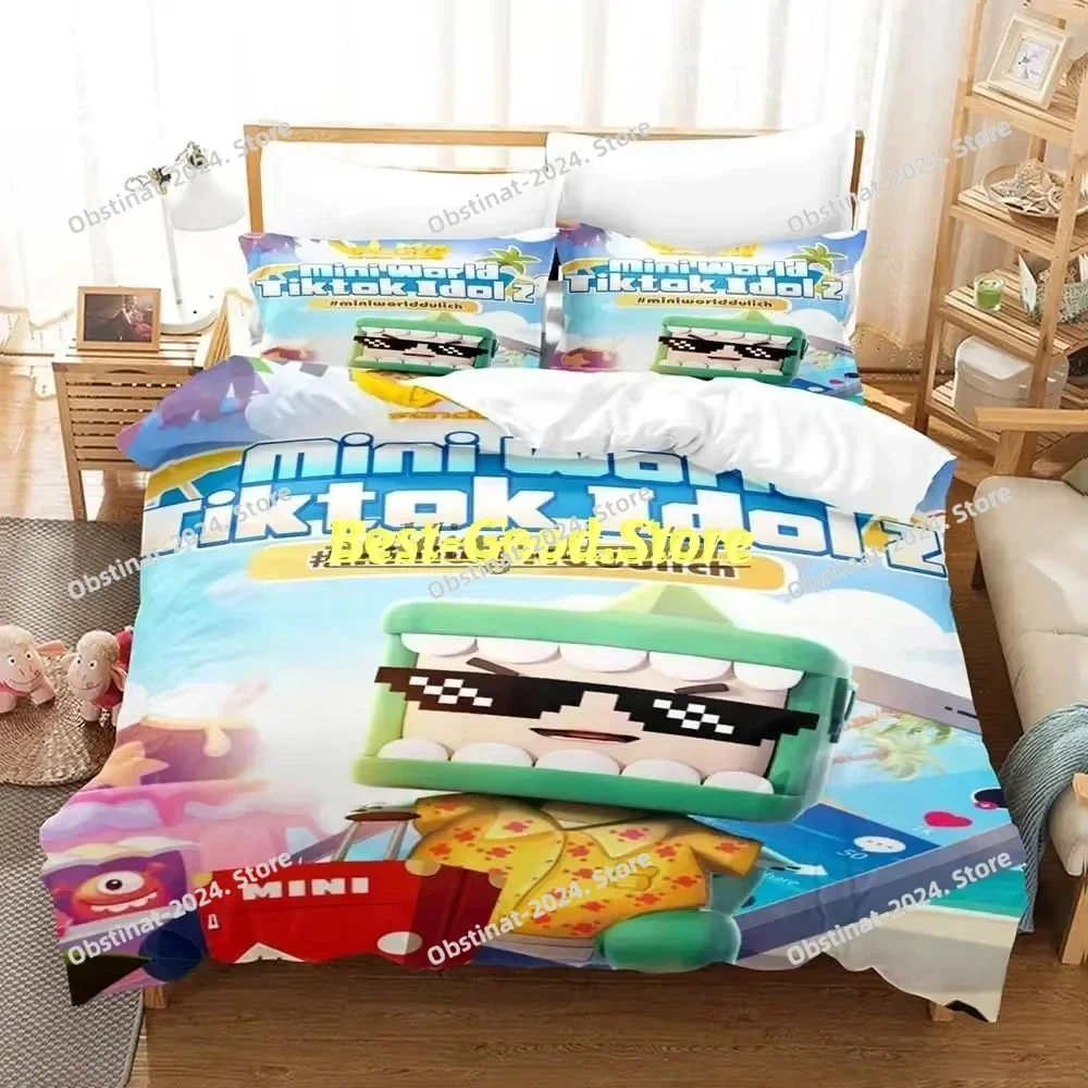 Mini World Bedding Set Single Twin Full Queen King Size Bed Set Aldult Kid Bedroom Duvetcover Sets 3D Print Anime Bed Sheet Set