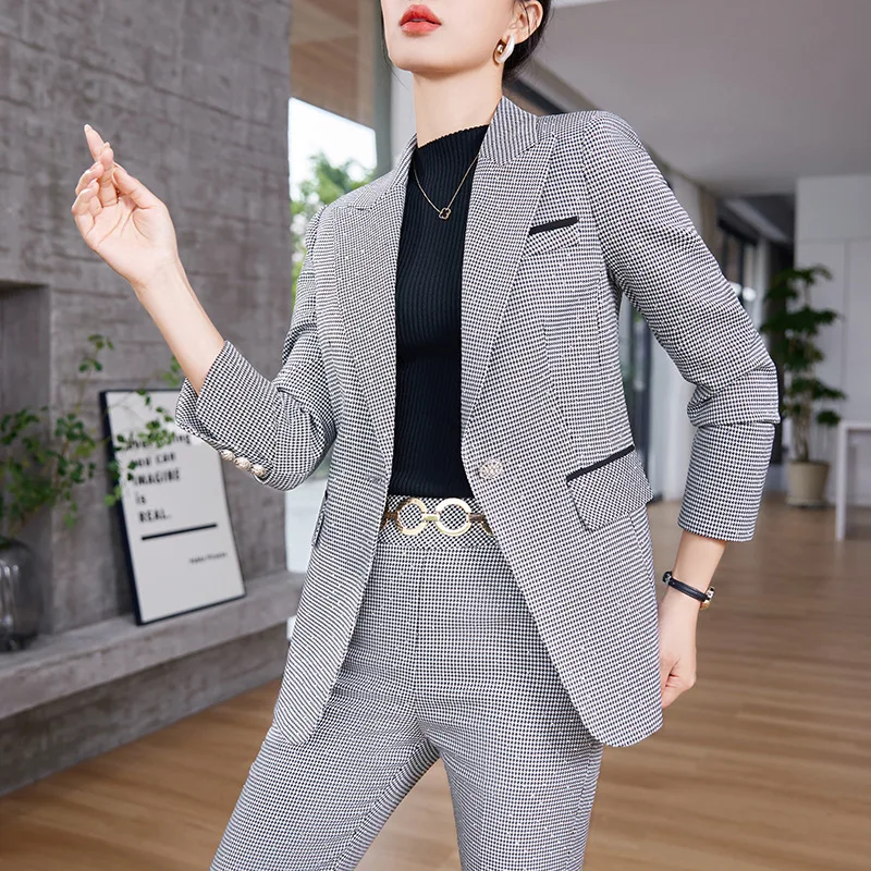 

Autumn Winter Formal Women Business Work Wear Suits Blazers Feminino for Women Professional Trousers Set Pantsuits Outfits Set