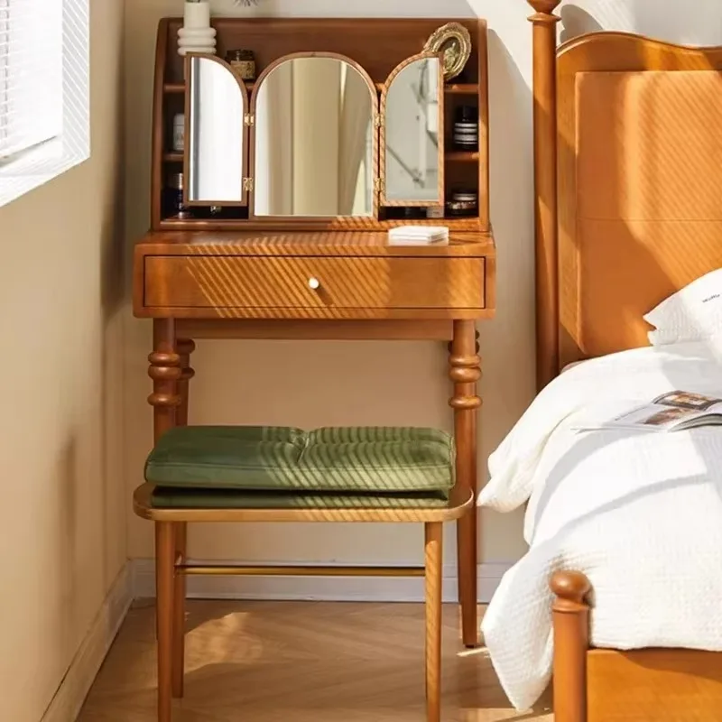 Make-up-Schminktisch aus Holz, ästhetisch, komplettes Set mit Schubladen, Schlafzimmer, Kommode, Organizer, platzsparend, Schminktisch, Schlafzimmermöbel